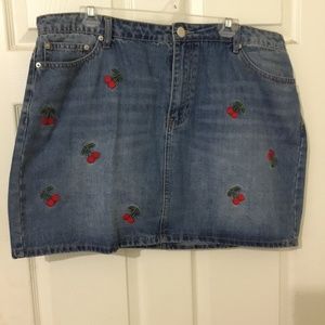 Cherry denim mini skirt